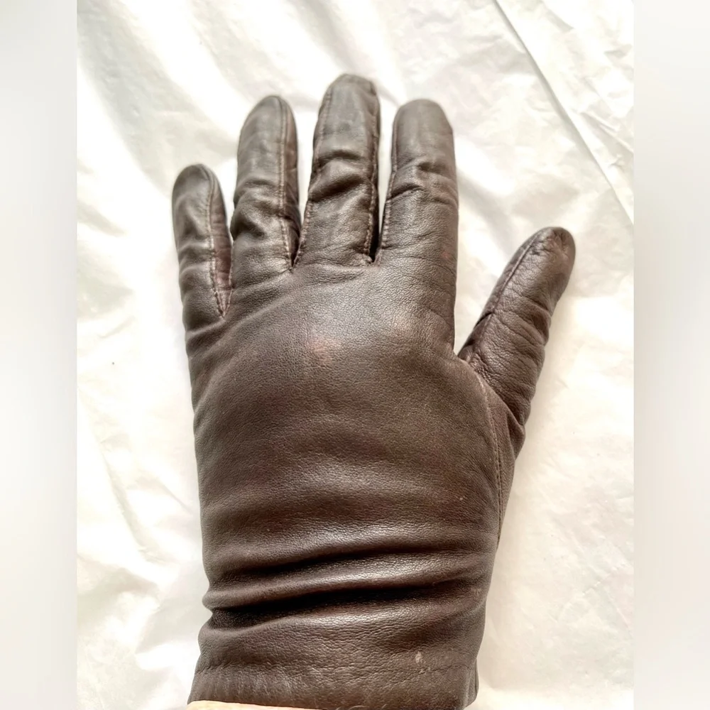 Real Leather Lined Gloves Medium